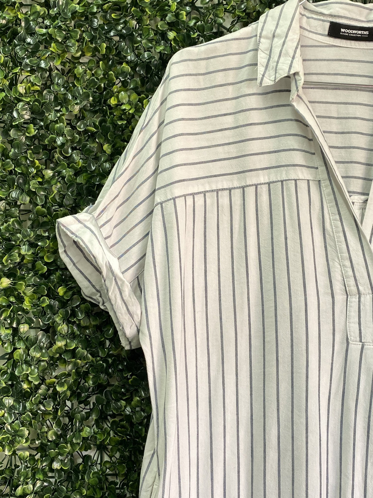 Woolworths Cream Pinstripe Shirt Dress — detail