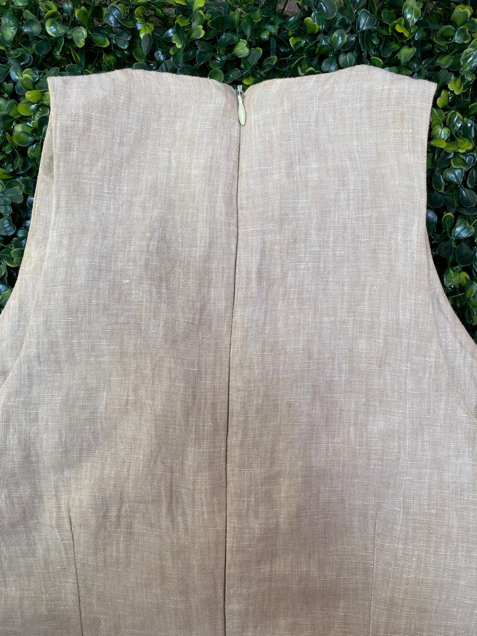 Jenni Button Natural Linen Shift Dress