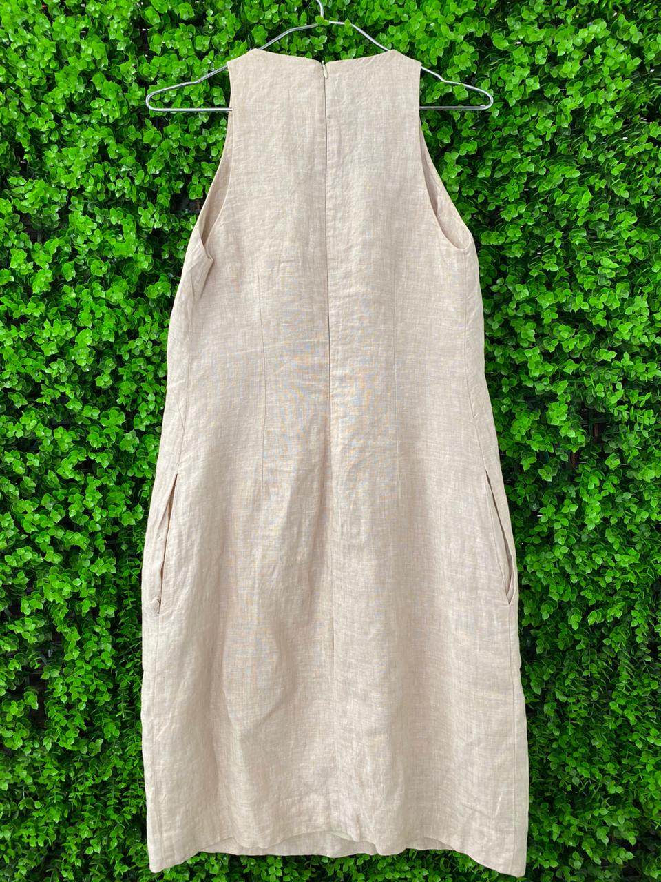 Jenni Button Natural Linen Shift Dress