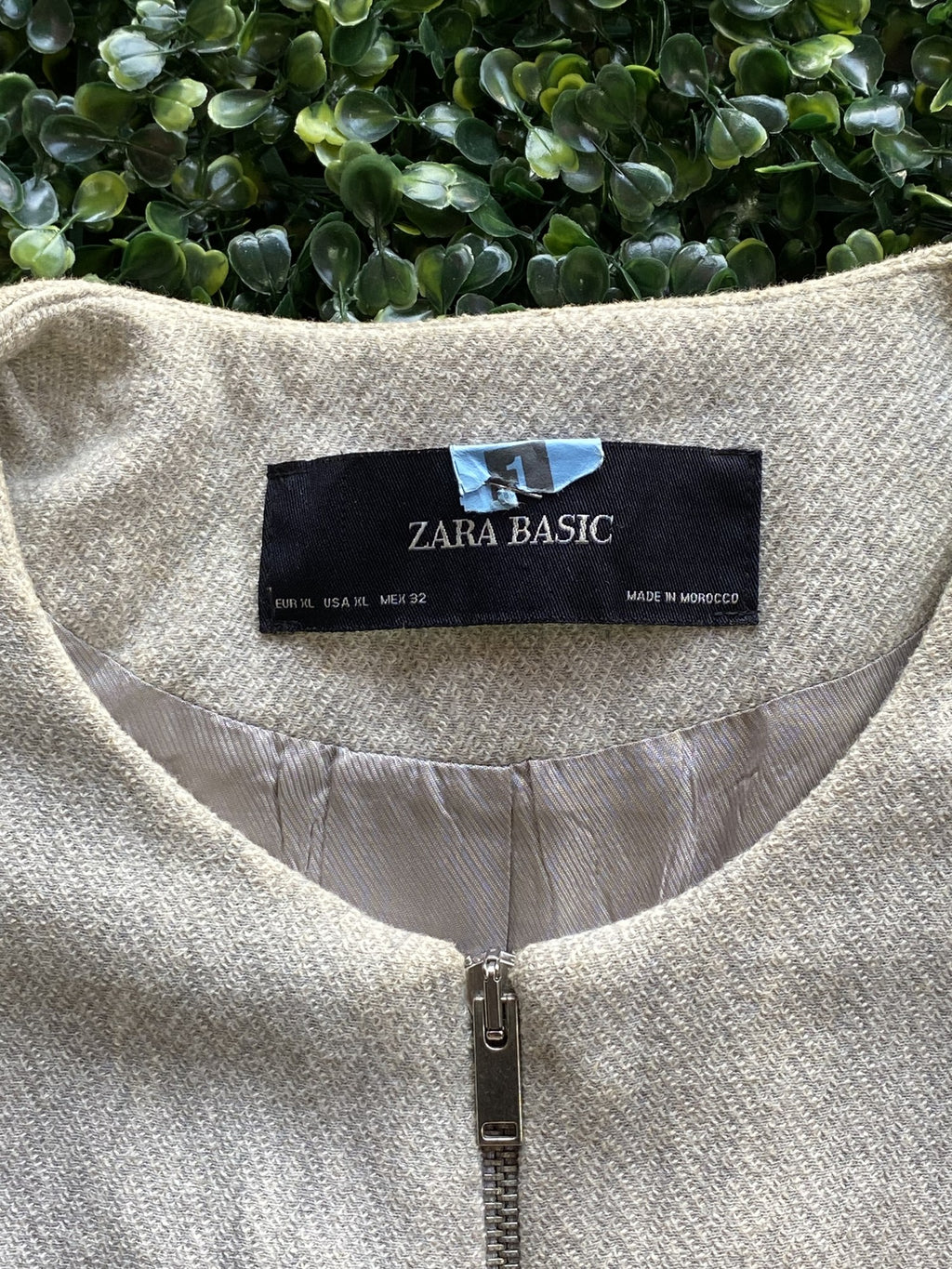 Zara Basic Cream Collarless Longline Jacket — brand