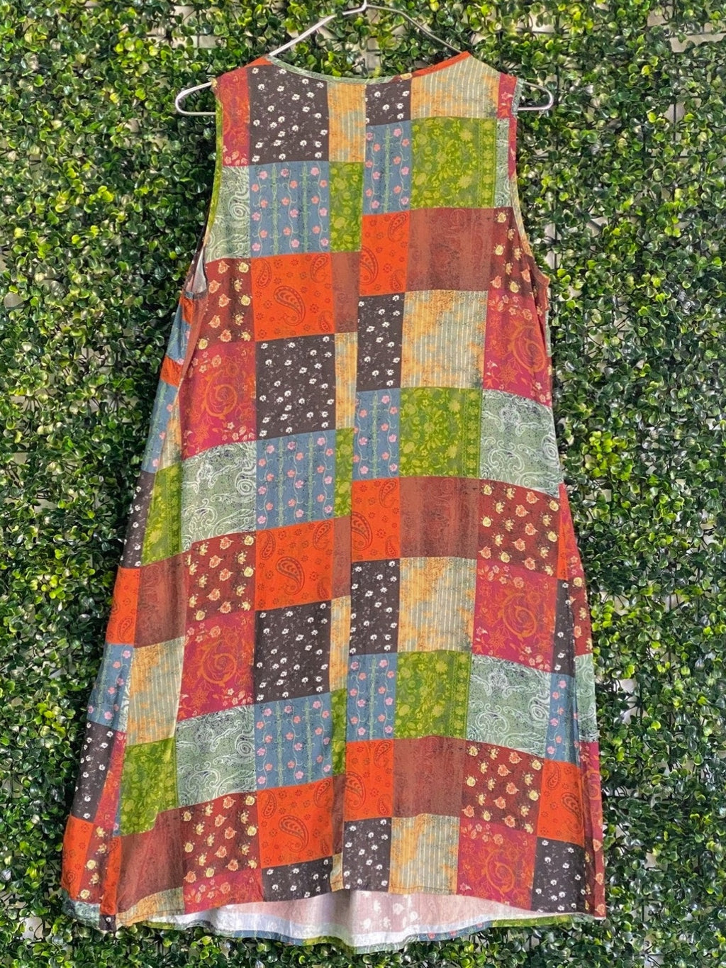 Emery Rose Multicolour Patchwork Sleeveless Dress — back