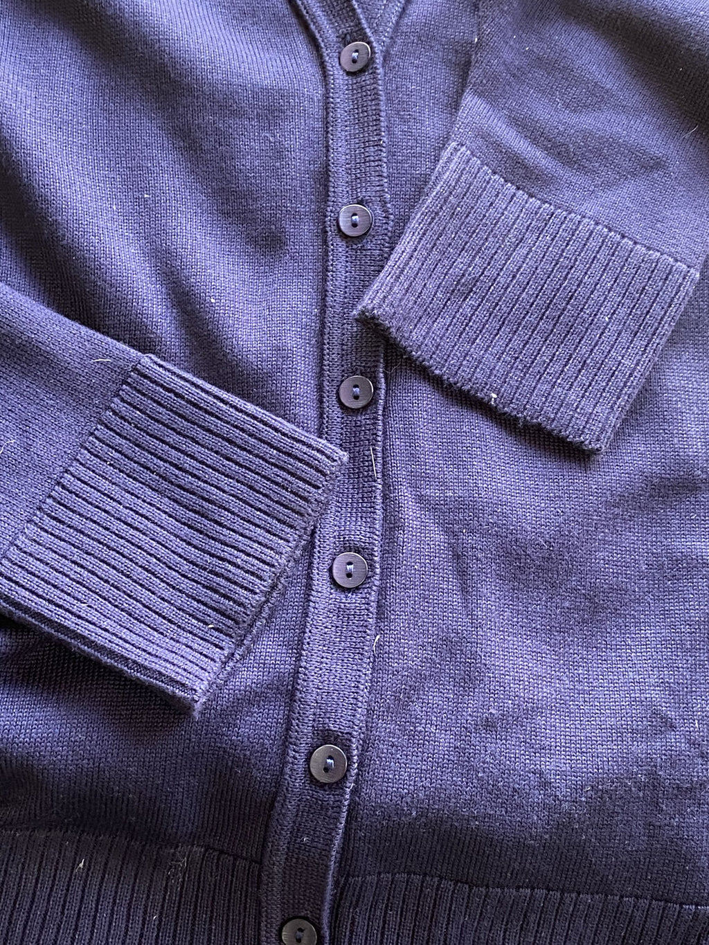 Hloba Clothing Deep Navy Button Front Cardigan — detail