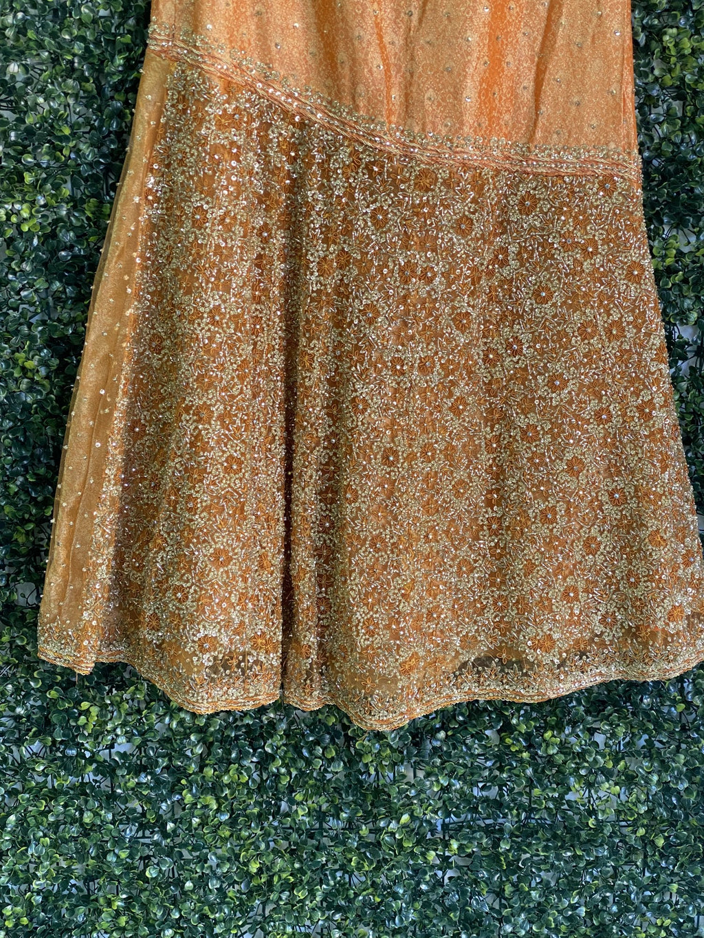 Burnt Orange Embellished Panel Maxi Skirt — detail