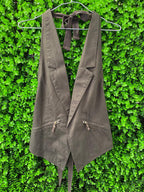Olive Utility Halter Waistcoat / Sleeveless Vest