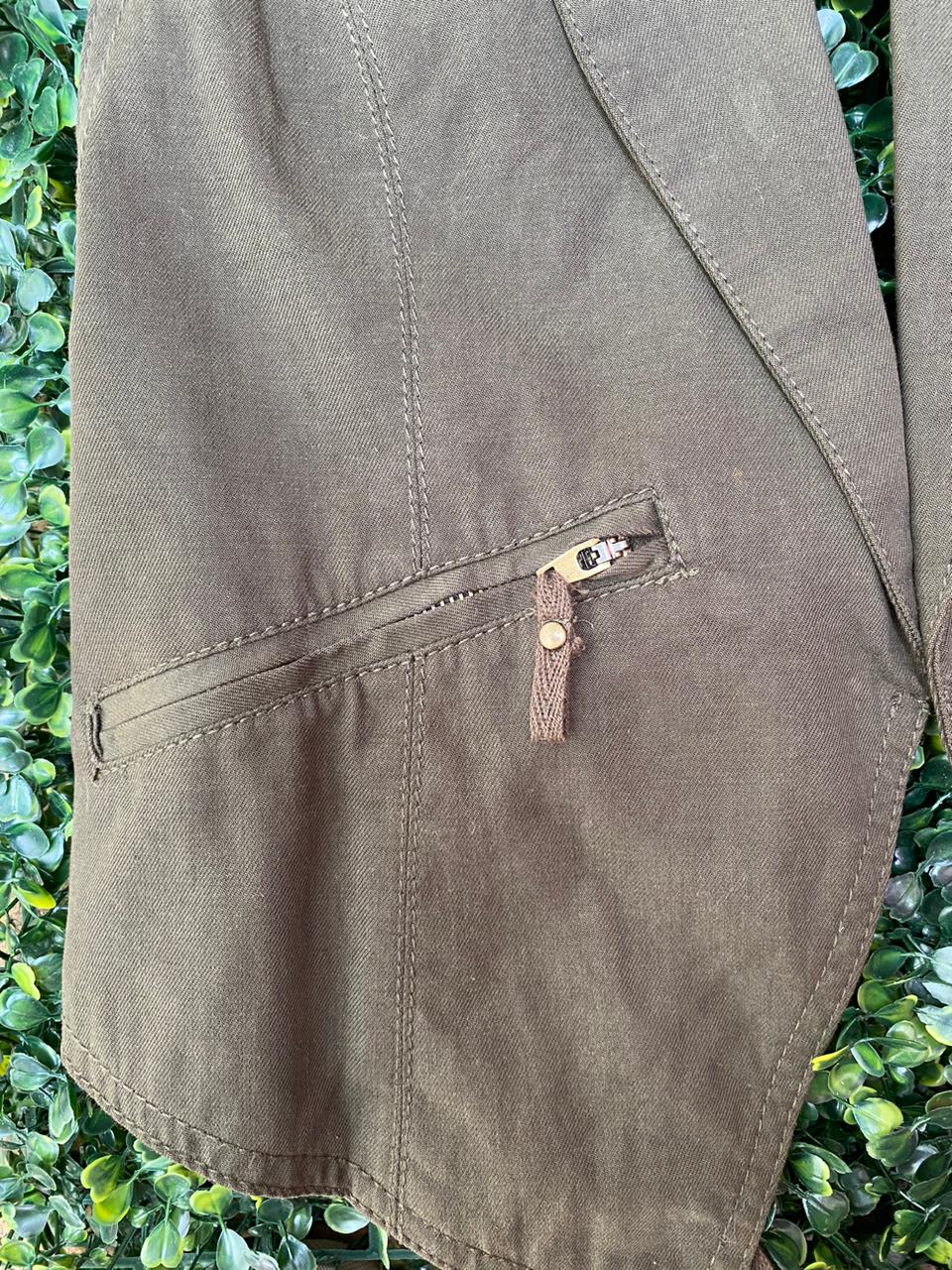 Olive Utility Halter Waistcoat / Sleeveless Vest