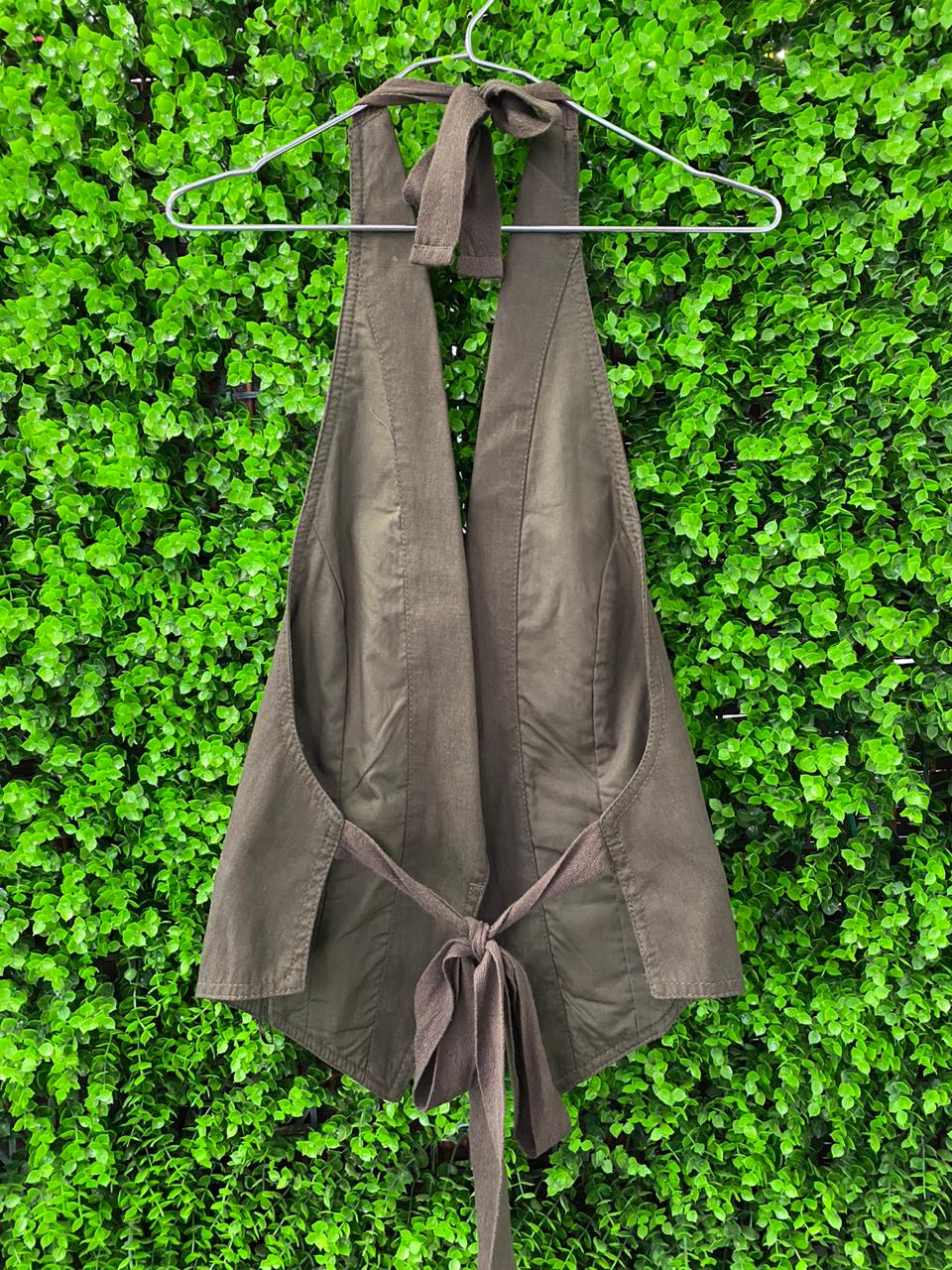 Olive Utility Halter Waistcoat / Sleeveless Vest
