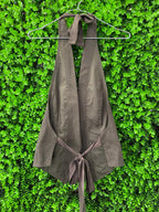 Olive Utility Halter Waistcoat / Sleeveless Vest