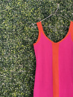 New Feeling Pink & Orange Colourblock Knit Maxi Dress — detail
