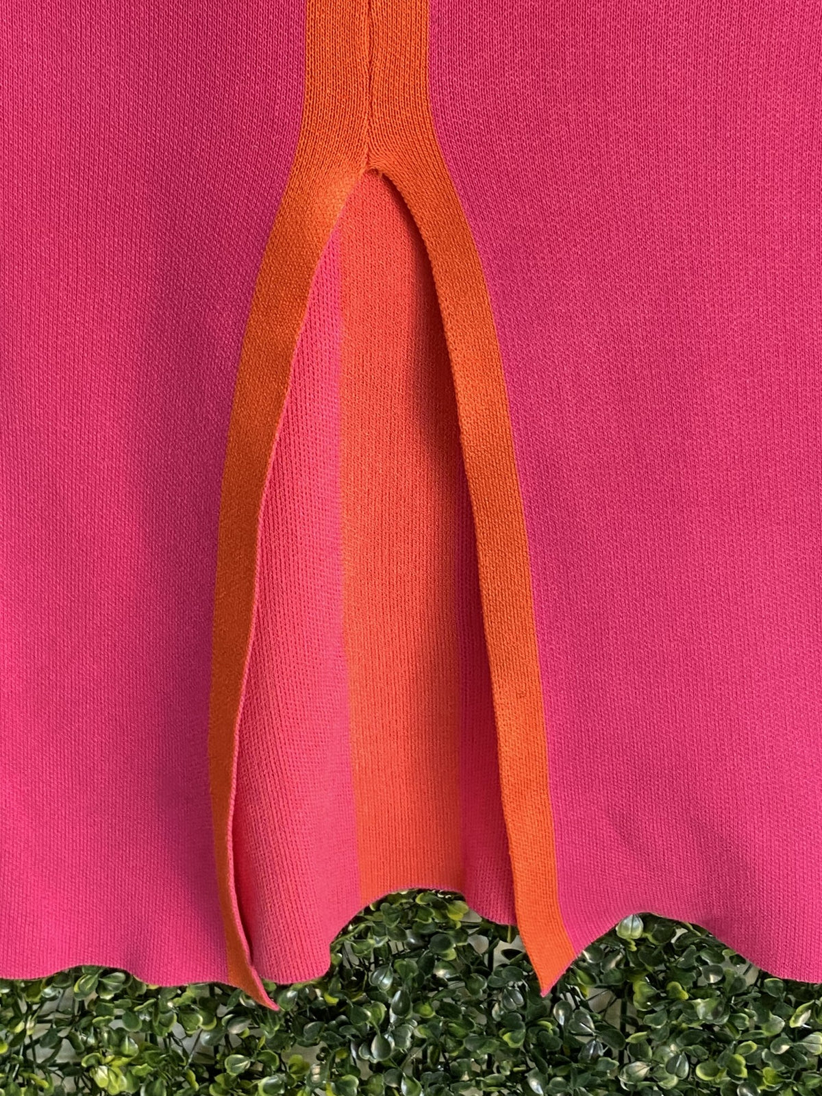 New Feeling Pink & Orange Colourblock Knit Maxi Dress — detail