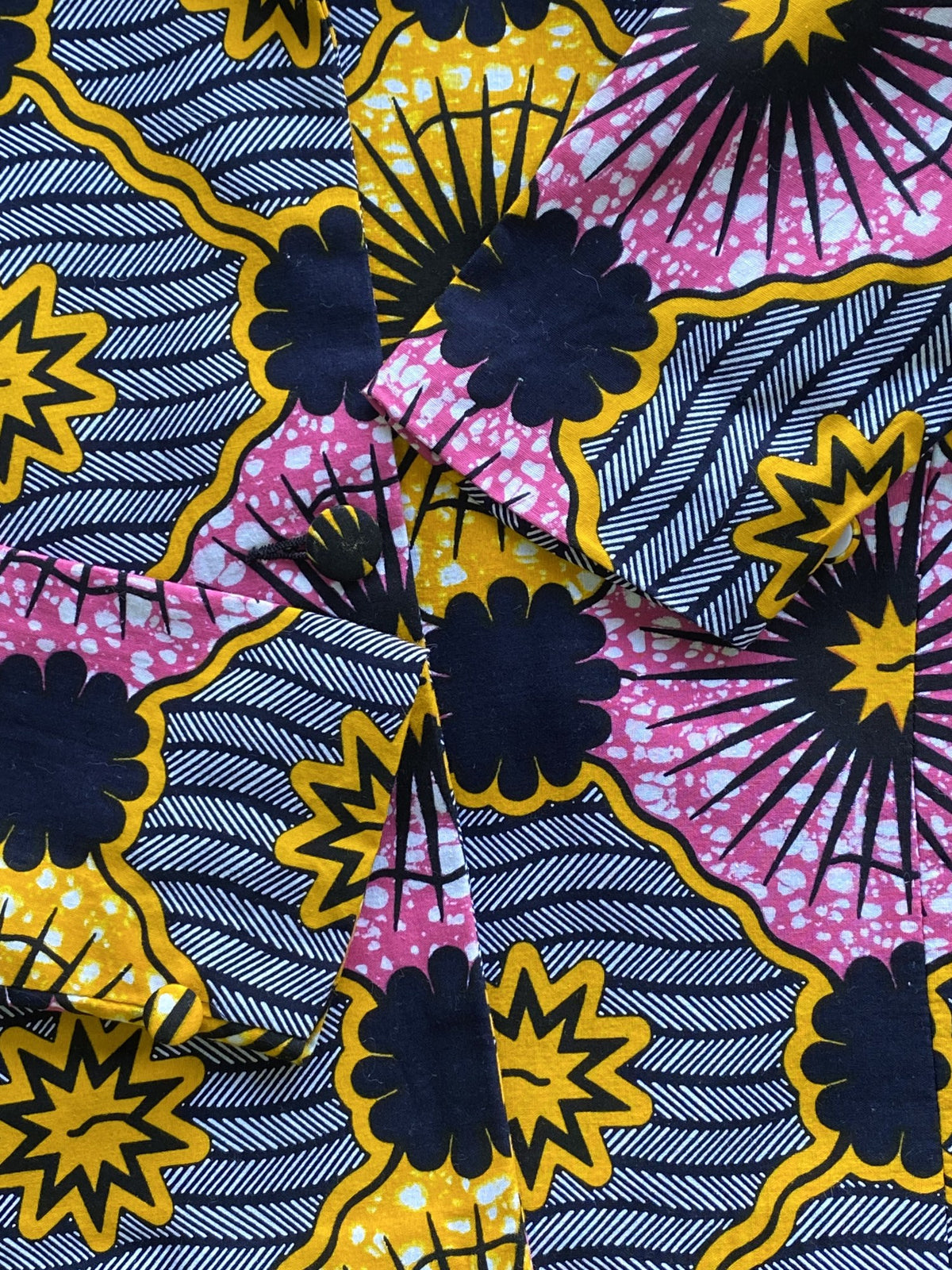 Pink Yellow & Navy African Print Cropped Jacket — detail