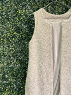 Cream Bouclé Open-Front Sleeveless Vest — detail