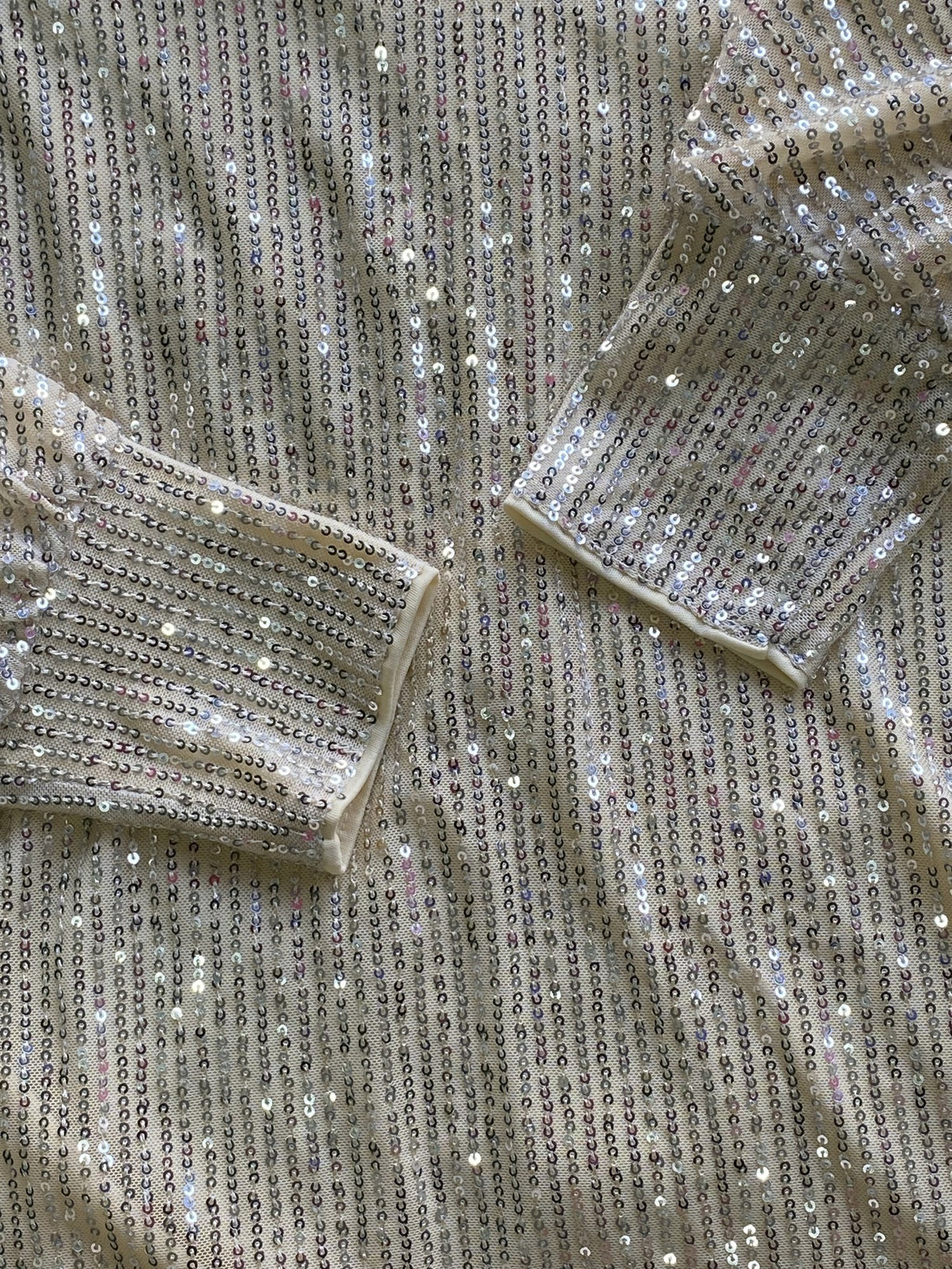 Champagne Sequin Long-Sleeve Mini Dress — detail
