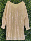 Champagne Sequin Long-Sleeve Mini Dress — front