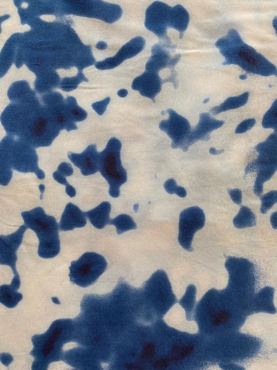 Blue Tie-Dye Short-Sleeve Button-Up Shirt