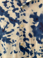 Blue Tie-Dye Short-Sleeve Button-Up Shirt