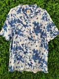 Blue Tie-Dye Short-Sleeve Button-Up Shirt