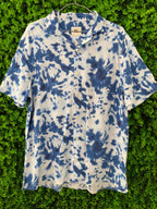Blue Tie-Dye Short-Sleeve Button-Up Shirt