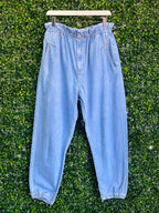 Zara Light Blue Paperbag Jogger Trousers — front