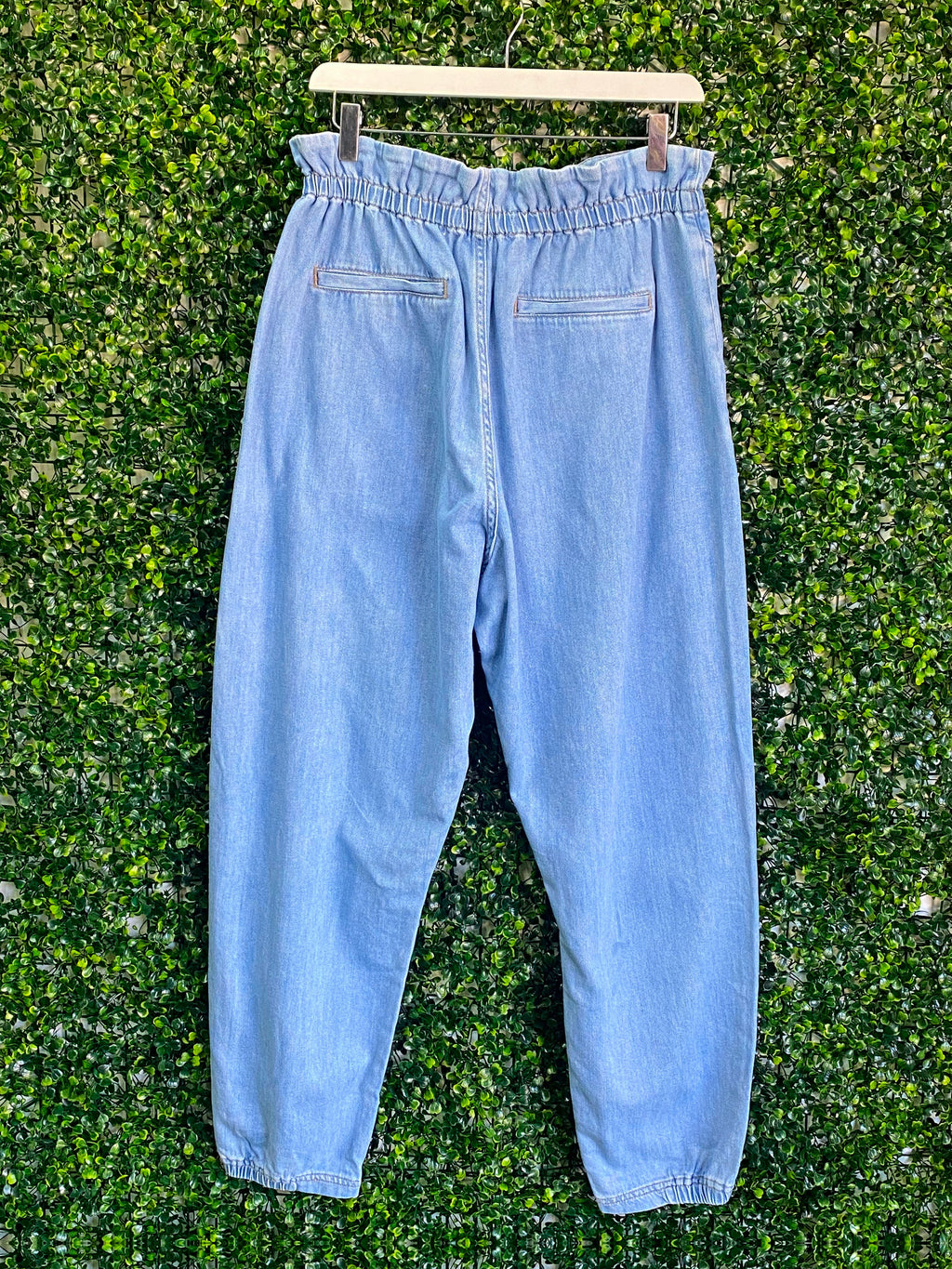 Zara Light Blue Paperbag Jogger Trousers — back