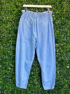 Zara Light Blue Paperbag Jogger Trousers — back