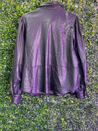 H&M Black Faux Leather Peplum Blouse — back