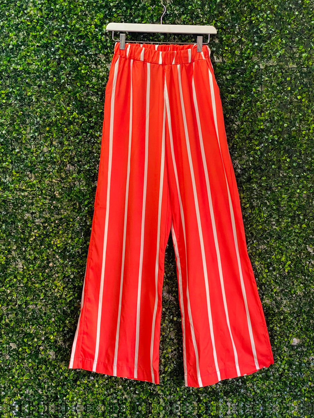 Orange Stripe Wide Leg Trousers — front