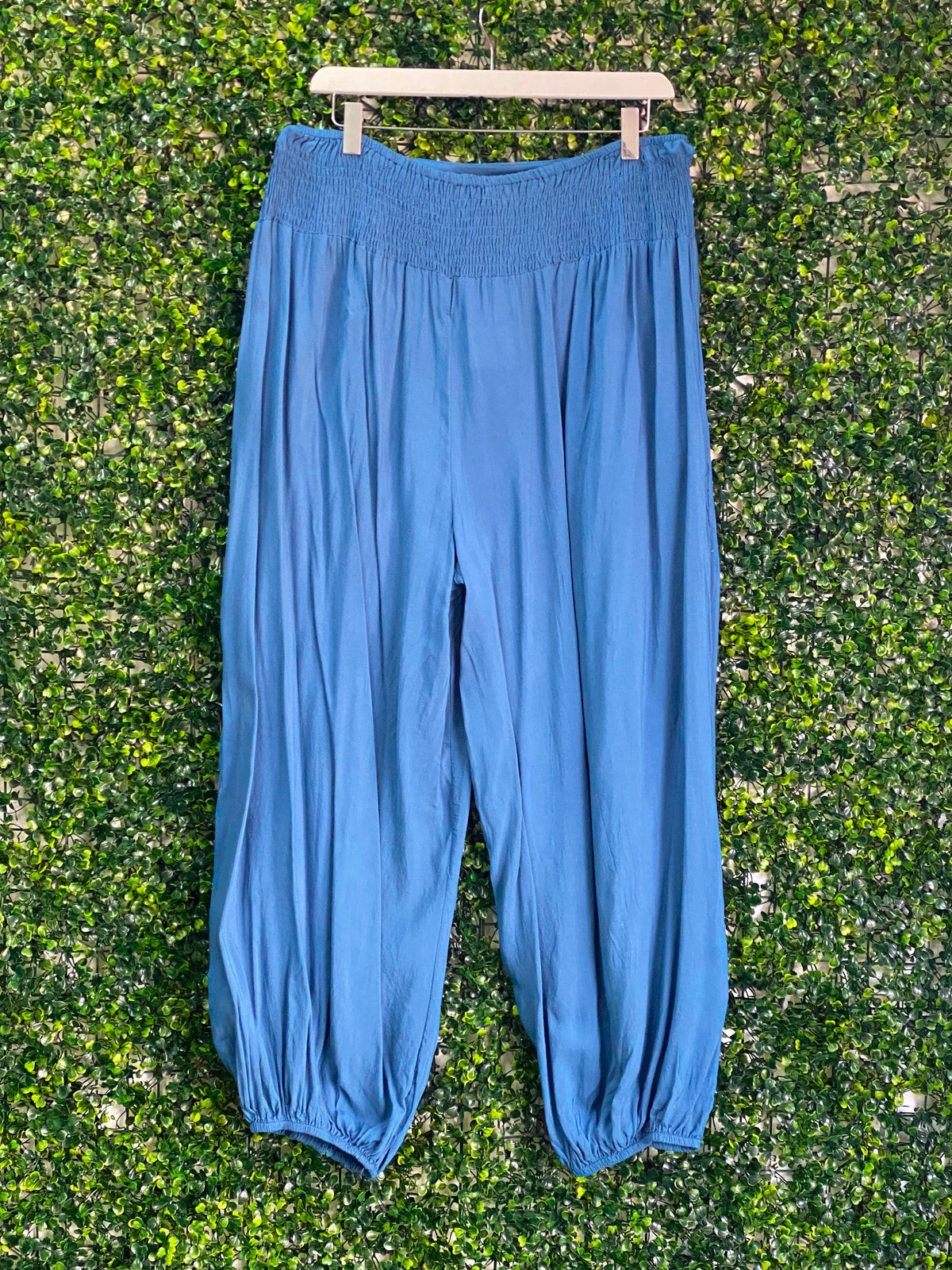 Luna Fashion Blue Embroidered Harem Trousers — back