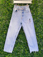 Zara Light-Wash Distressed Straight-Leg Jeans — front