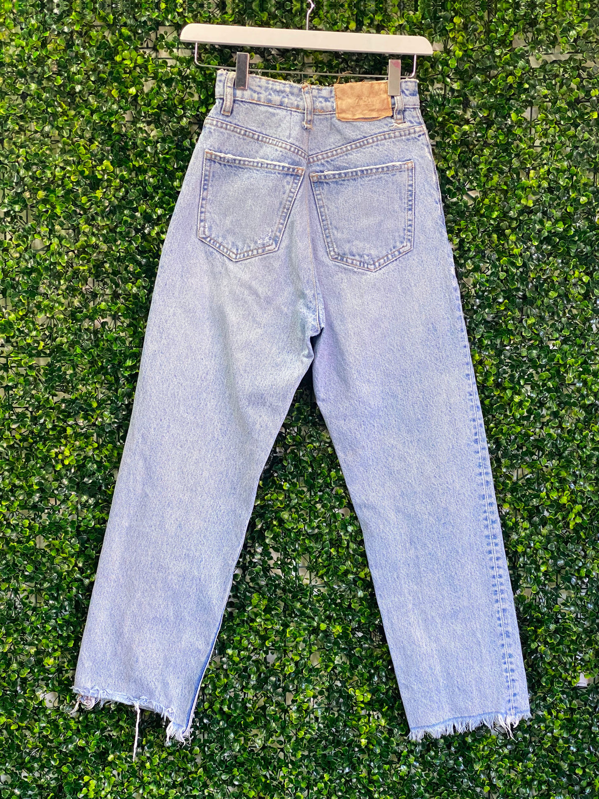 Zara Light-Wash Distressed Straight-Leg Jeans — back