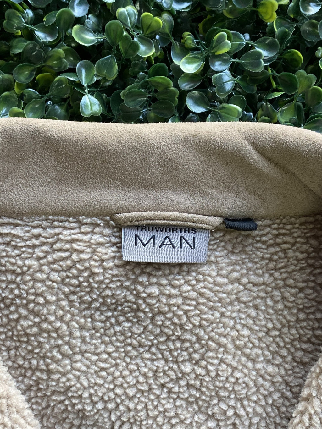 MAN Taupe Faux-Suede Sherpa-Lined Jacket — brand