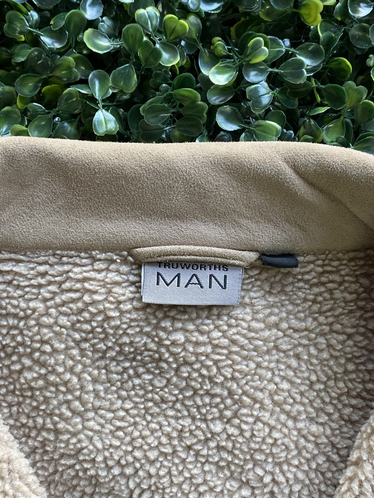 MAN Taupe Faux-Suede Sherpa-Lined Jacket — brand