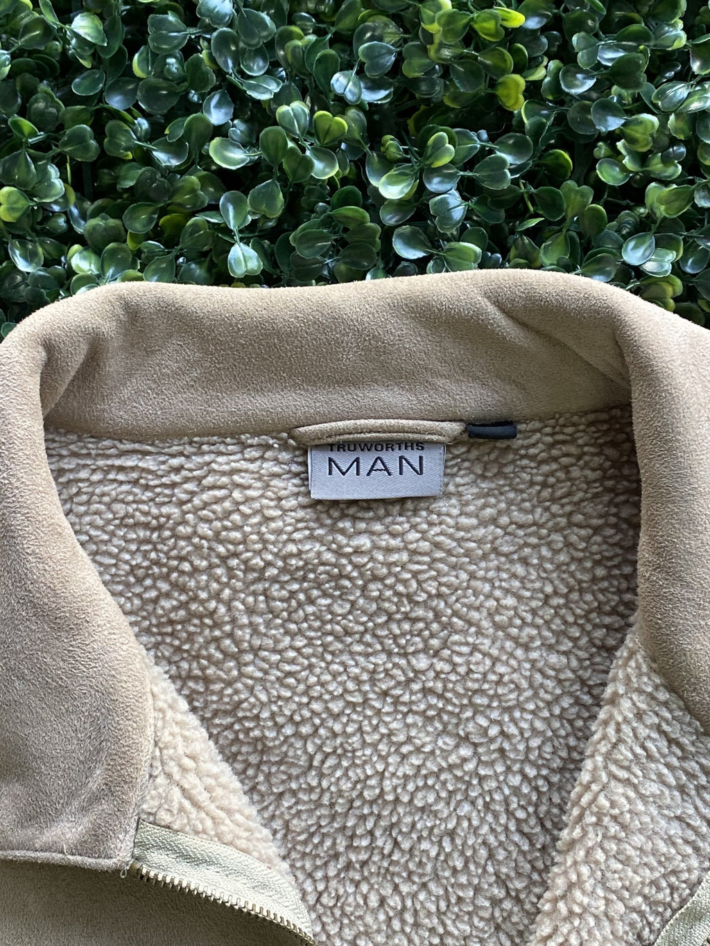 MAN Taupe Faux-Suede Sherpa-Lined Jacket — brand