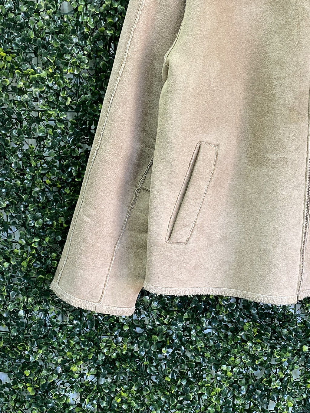 MAN Taupe Faux-Suede Sherpa-Lined Jacket — detail