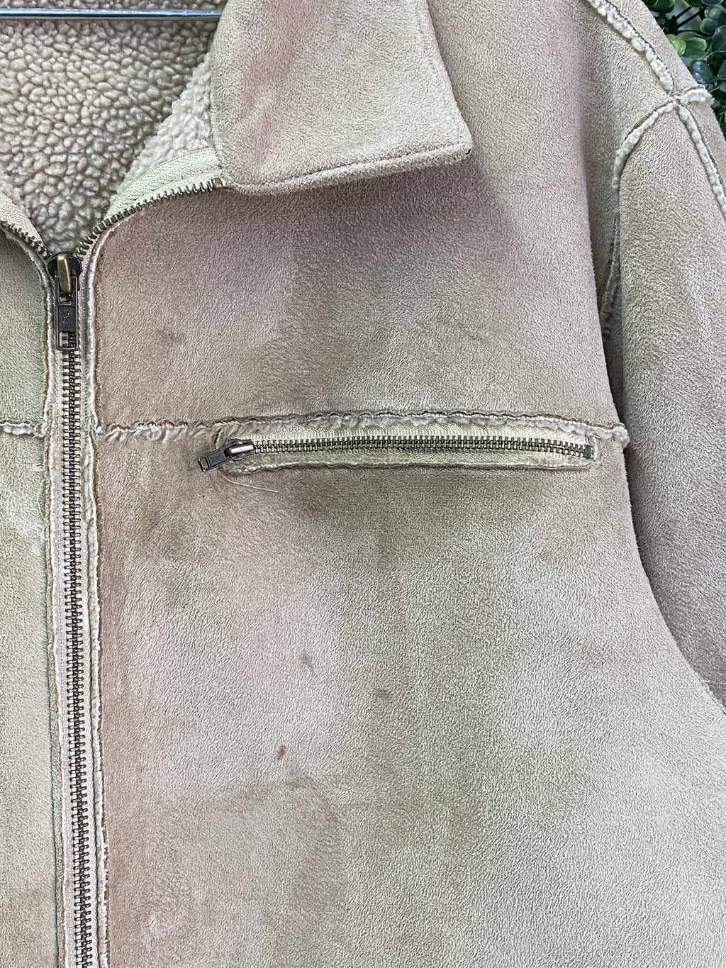 MAN Taupe Faux-Suede Sherpa-Lined Jacket — detail