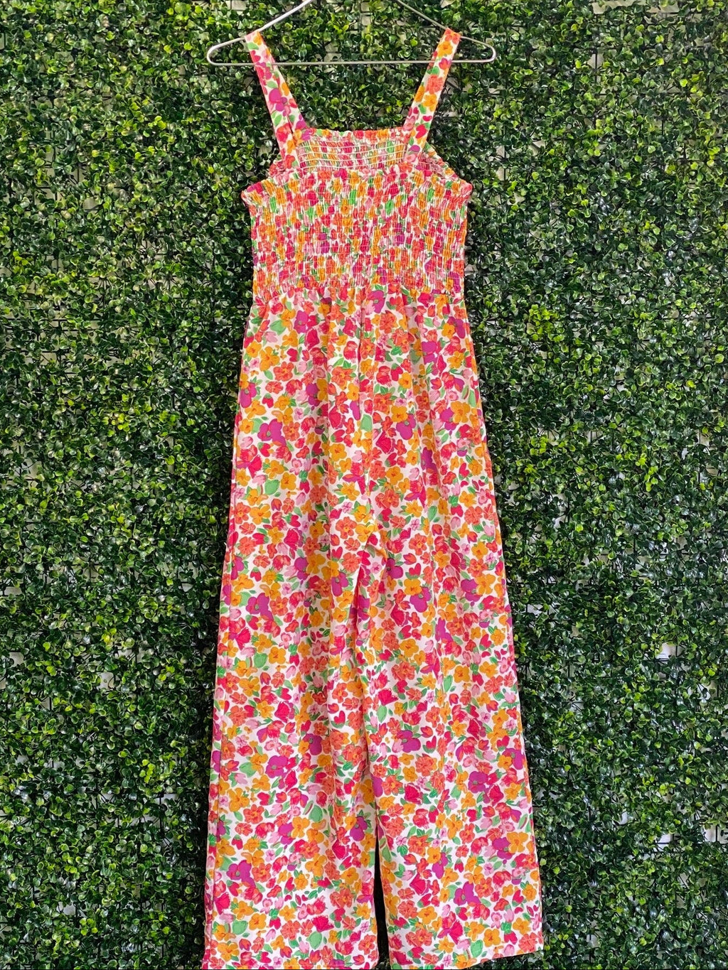 Multicolour Ditsy Floral Shirred Wide-Leg Jumpsuit
