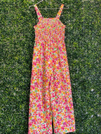 Multicolour Ditsy Floral Shirred Wide-Leg Jumpsuit