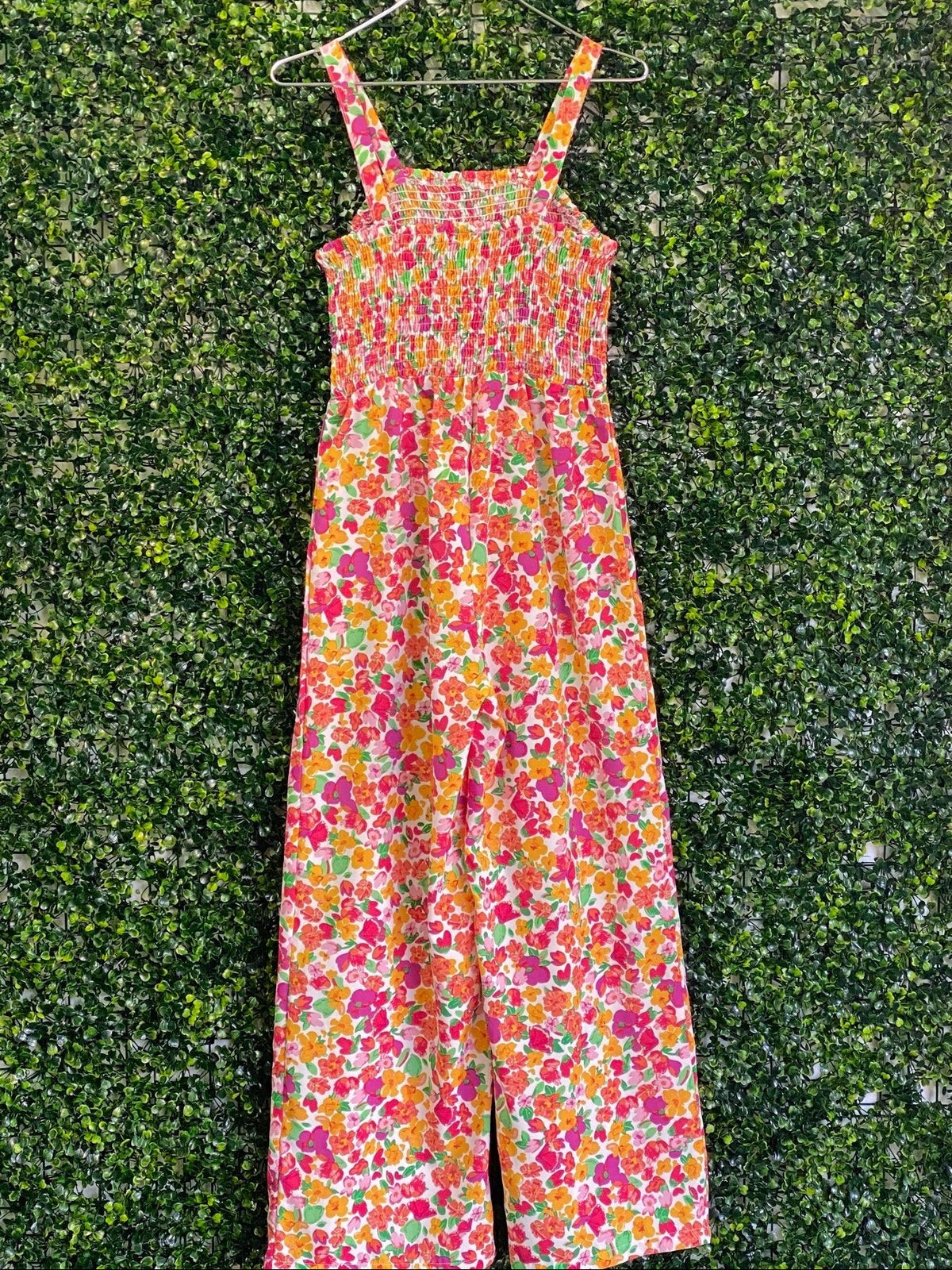 Multicolour Ditsy Floral Shirred Wide-Leg Jumpsuit