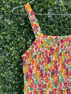 Multicolour Ditsy Floral Shirred Wide-Leg Jumpsuit