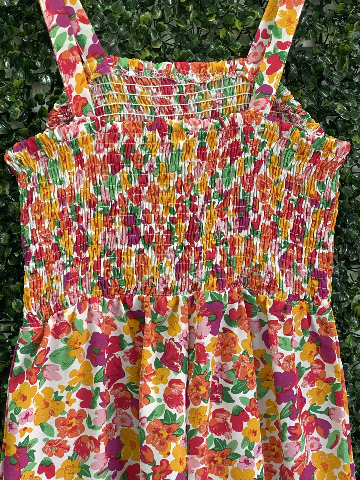 Multicolour Ditsy Floral Shirred Wide-Leg Jumpsuit