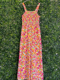 Multicolour Ditsy Floral Shirred Wide-Leg Jumpsuit