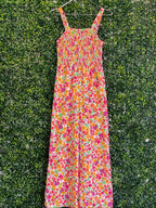 Multicolour Ditsy Floral Shirred Wide-Leg Jumpsuit