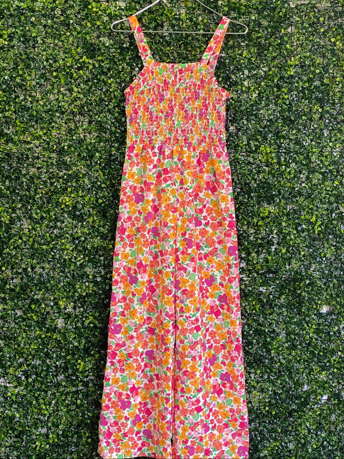 Multicolour Ditsy Floral Shirred Wide-Leg Jumpsuit