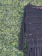 La Go Go Black Sequin-Stripe Knit Dress — detail