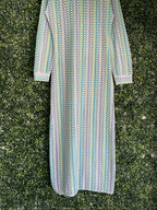 Rainbow Nation Pastel Crochet Longline Shirt Dress — detail