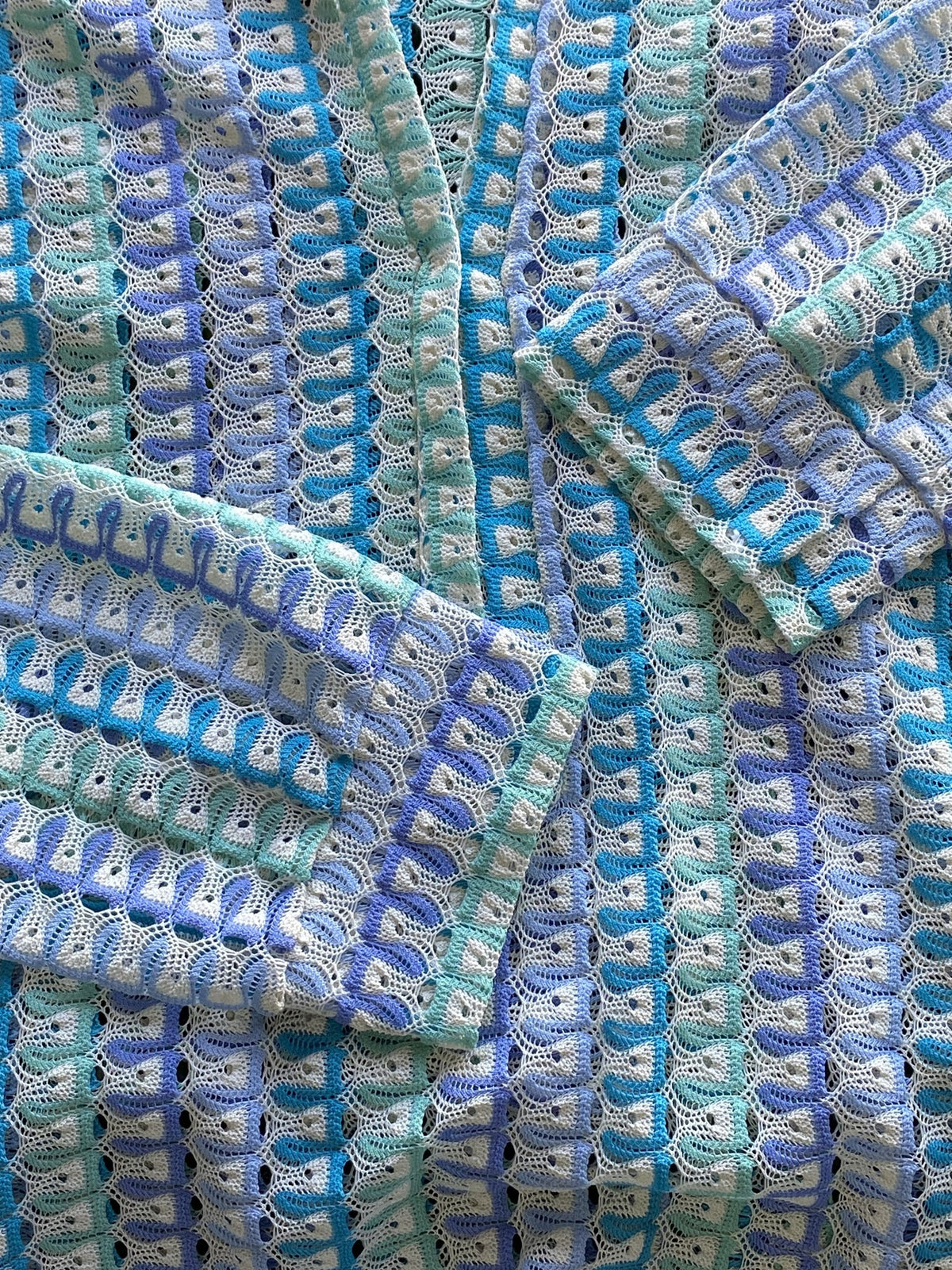 Rainbow Nation Pastel Crochet Longline Shirt Dress — detail