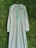 Rainbow Nation Pastel Crochet Longline Shirt Dress — front