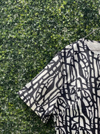 LB Couture Black & White Abstract Crop Top — detail