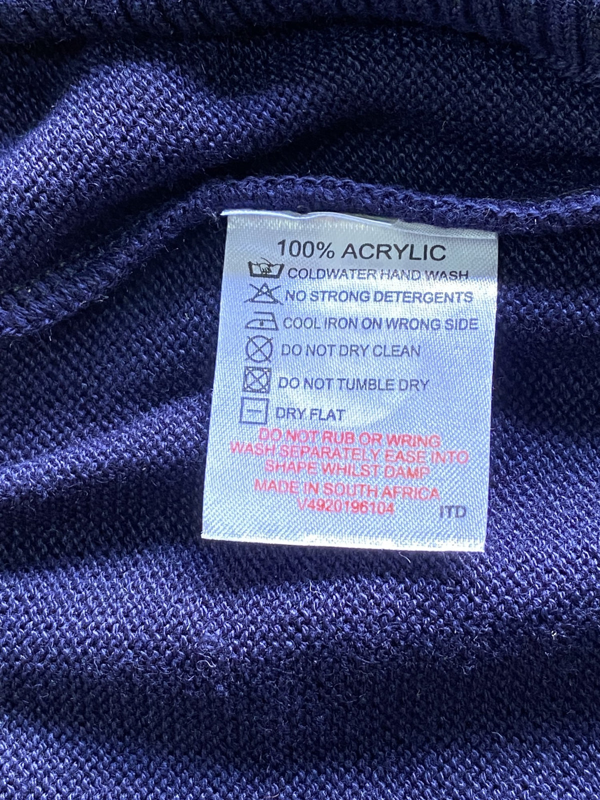HLOBA Clothing Navy V-Neck Knit Jersey — care