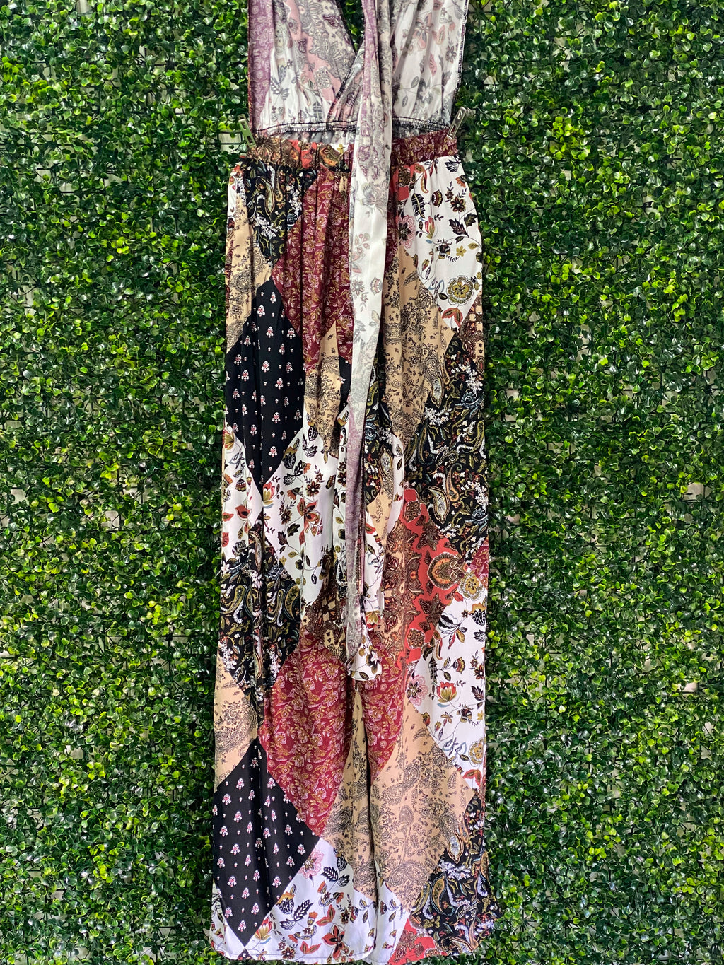 LEGIT Patchwork Paisley Wide-Leg Jumpsuit — detail