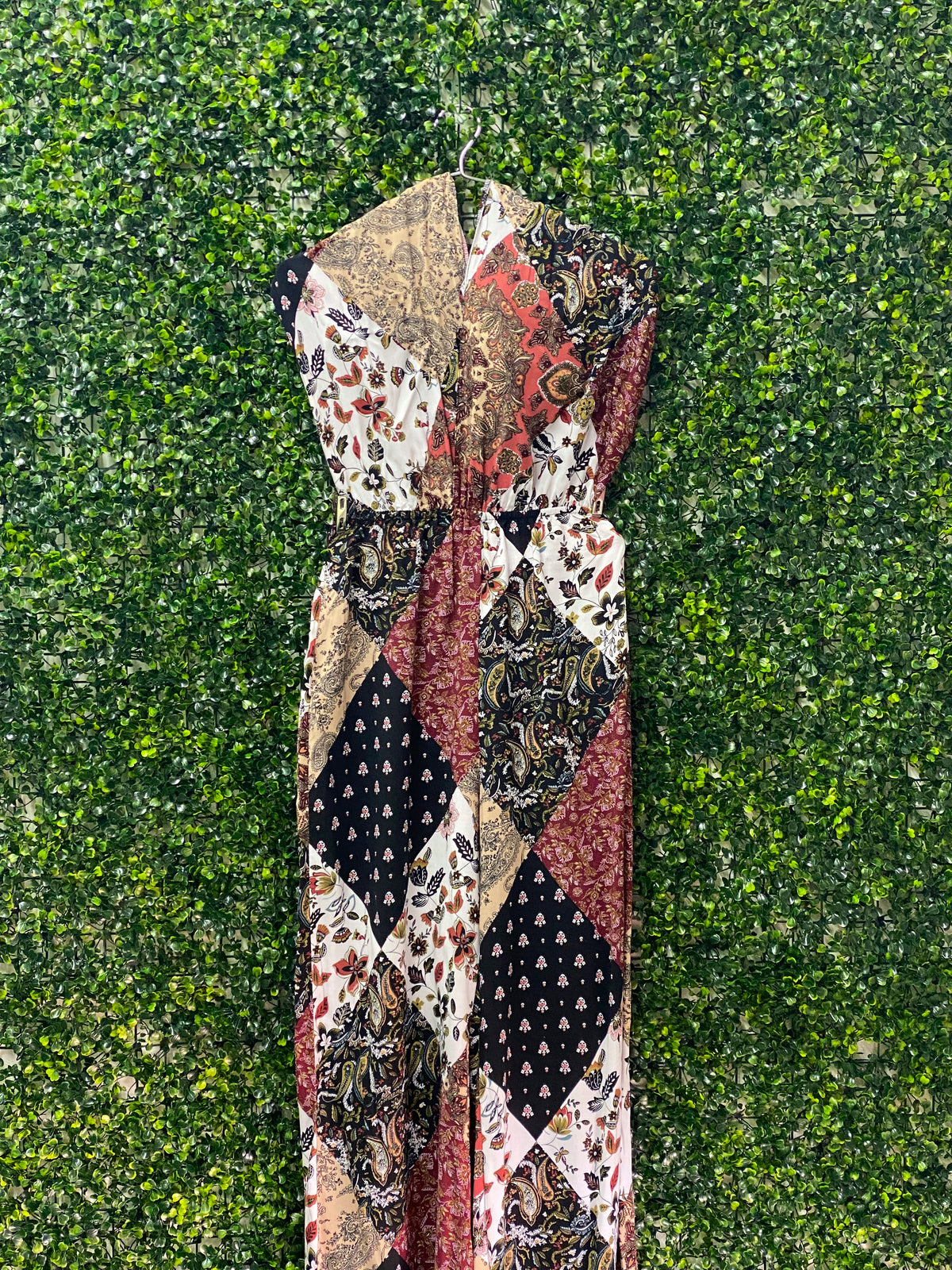 LEGIT Patchwork Paisley Wide-Leg Jumpsuit — front